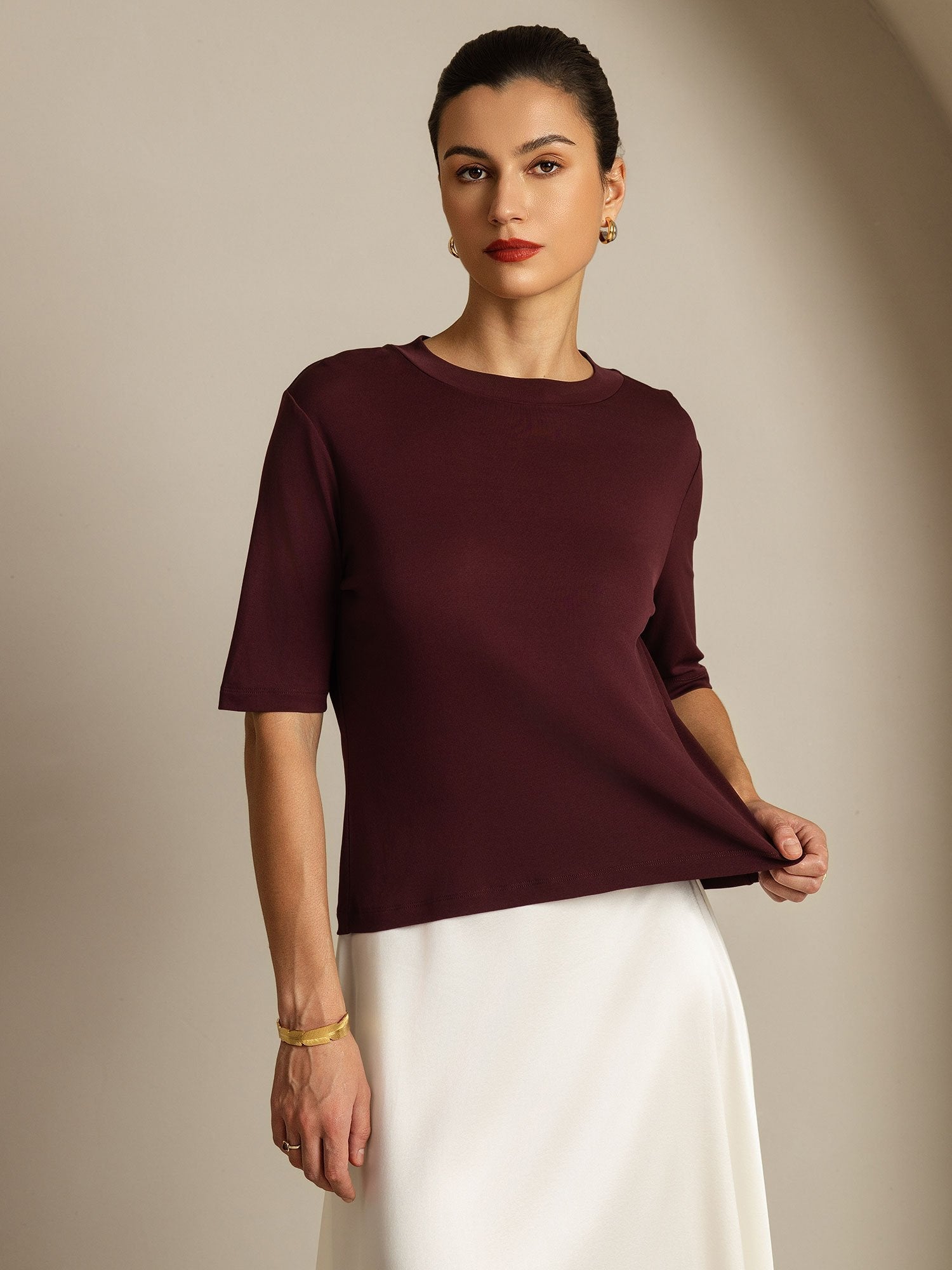 [Windsorwein] SilkSilky-DE Reine Seide Womens T-Shirt 006