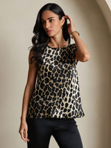 [Leopard] SilkSilky-DE 19Momme Seide Womens T-Shirt 004