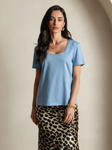 [Blau] SilkSilky-DE Kurzärmelig T-Shirt 003