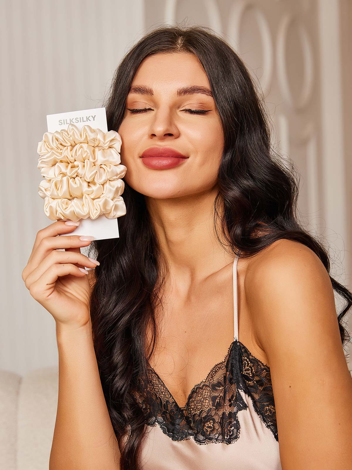 [Hellbeige] SilkSilky-DE 19Momme Reine Seide Scrunchie 001