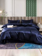 [Dunkelblau] SilkSilky-DE 25Momme Reine Seide Bedding Set 001