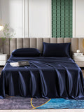 SilkSilky DE 25Momme Reine Seide Bedding Set Dunkelblau 001