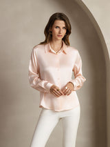 [Hellrosa] SilkSilky-DE Long Sleeve Lapel Collar Damenhemd 005