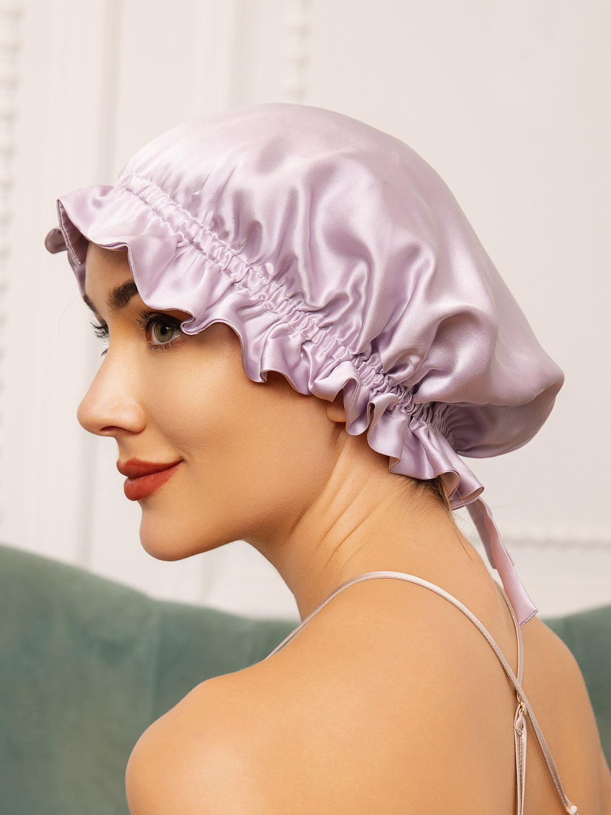 SilkSilky-DE Reine Seide Sleep Cap Lavendel 002