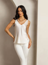 [Hellgrau] SilkSilky-DE Sleeveless V Neck Cami Top 005