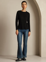 [Schwarz] SilkSilky-DE Reine Seide Womens T-Shirt 004