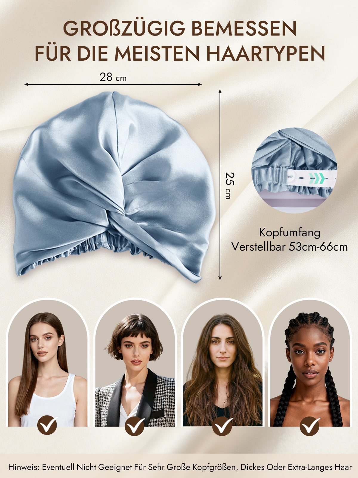 [Stahlblau] SilkSilky-DE 22Momme Reine Seide Sleep Cap 005