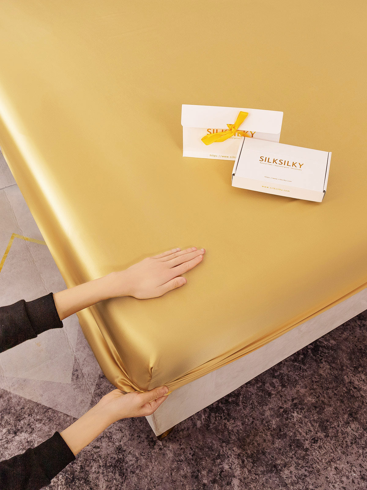 [Champagner] SilkSilky-DE 25Momme Reine Seide Sheet 003