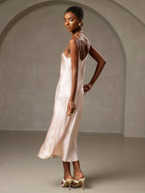 [Rosa] SilkSilky-DE Sleeveless V Neck Kleider 002