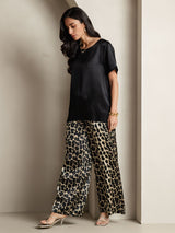 [Multi] SilkSilky-DE Reine Seide Kurzärmelig Rundkragen Damen Pyjamas 008