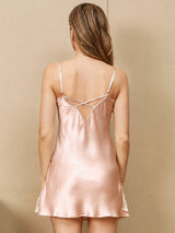 [Rosa] SilkSilky-DE 3/4 Sleeve V Neck Nachthemd&Morgenmantel Set 005