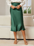 SilkSilky-DE 19Momme Reine Seide Skirt Dunkelgrün 003