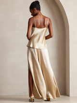 [Champagner] SilkSilky-DE Spaghetti Strap V Neck Cami Top 002