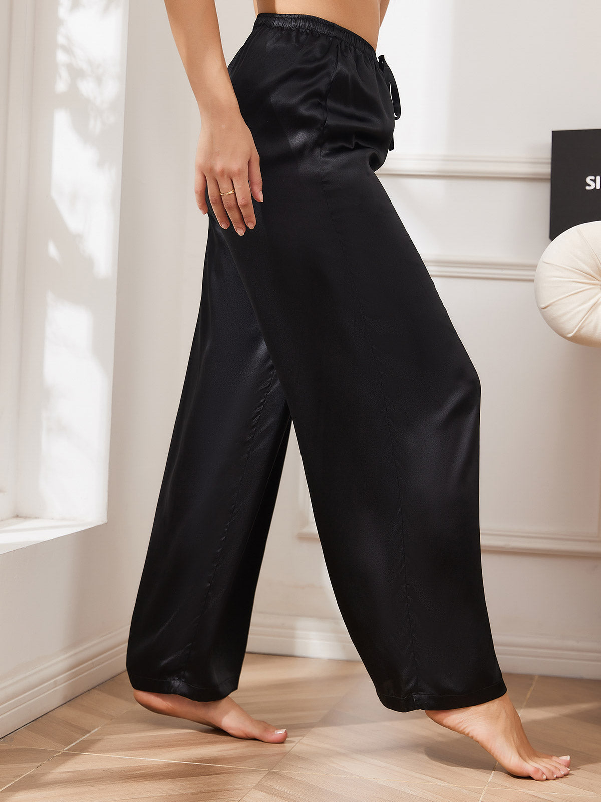 [Schwarz] SilkSilky-DE Reine Seide Womens Pants 003