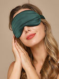 SilkSilky-DE 19Momme Reine Seide Eye Mask Dunkelgrün 002