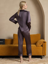 [Lilagrau] SilkSilky-DE Long Sleeve Notch-Kragen Damen Pyjamas 002