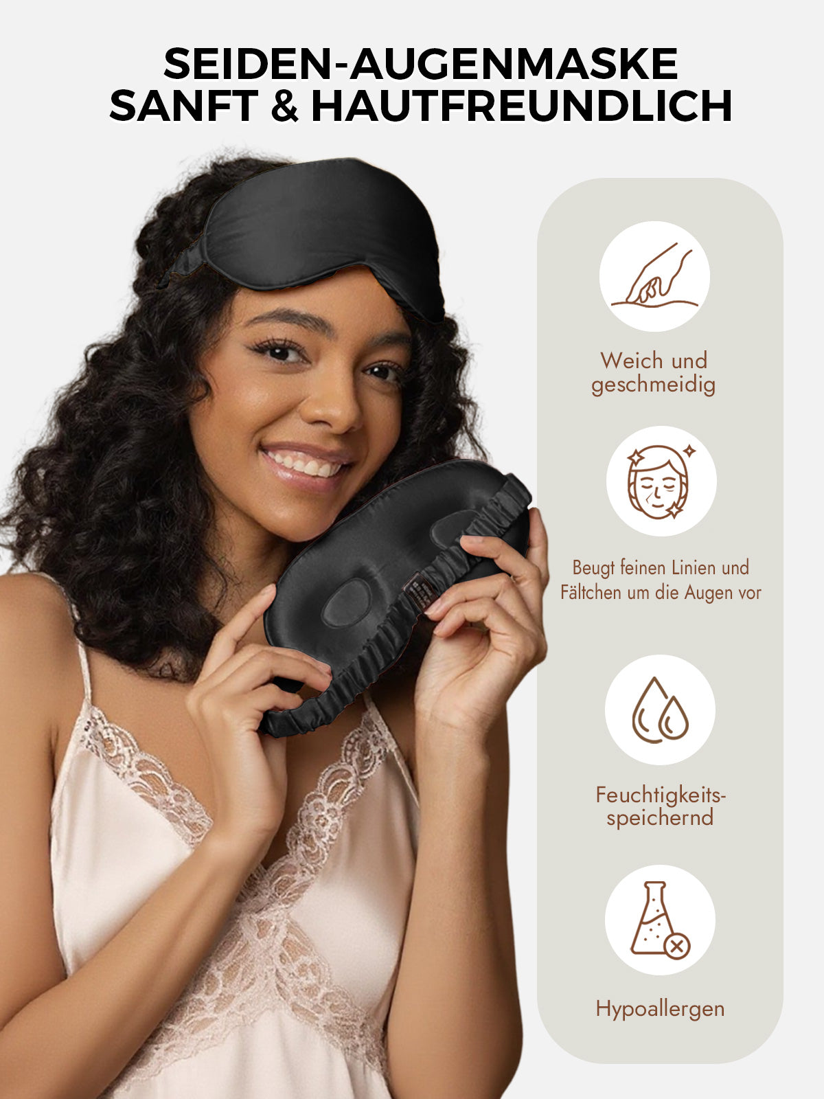 [Schwarz] SilkSilky-DE Reine Seide Eye Mask 003