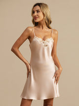 [Rosa] SilkSilky-DE Sleeveless V Neck Nachthemden 007