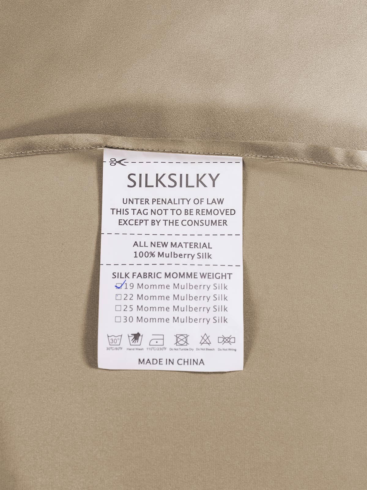 [Khaki] SilkSilky-DE 19Momme Reine Seide Sheet 005