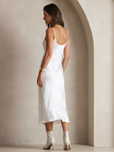 [Weiß] SilkSilky-DE Sleeveless V Neck Kleider 002