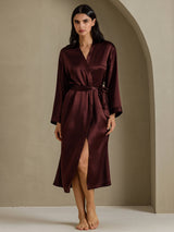 [Braun] SilkSilky-DE Long Sleeve Damen Morgenmantel 003