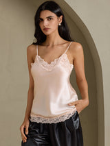 [Rosa] SilkSilky-DE Spaghetti Strap V Neck Cami Top 003