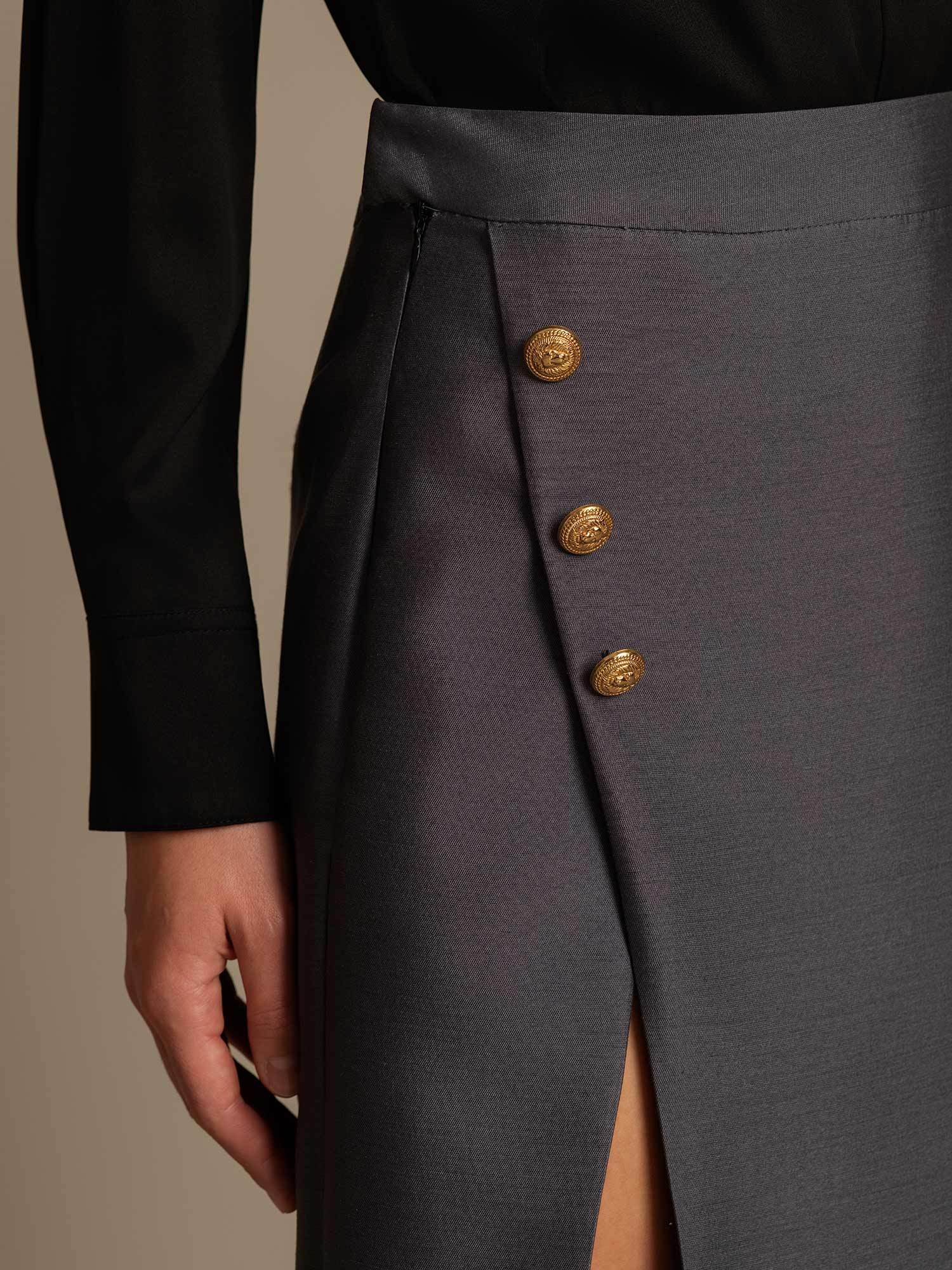 [Grau] SilkSilky-DE 32Momme Silk-Wool Blend Skirt 004,