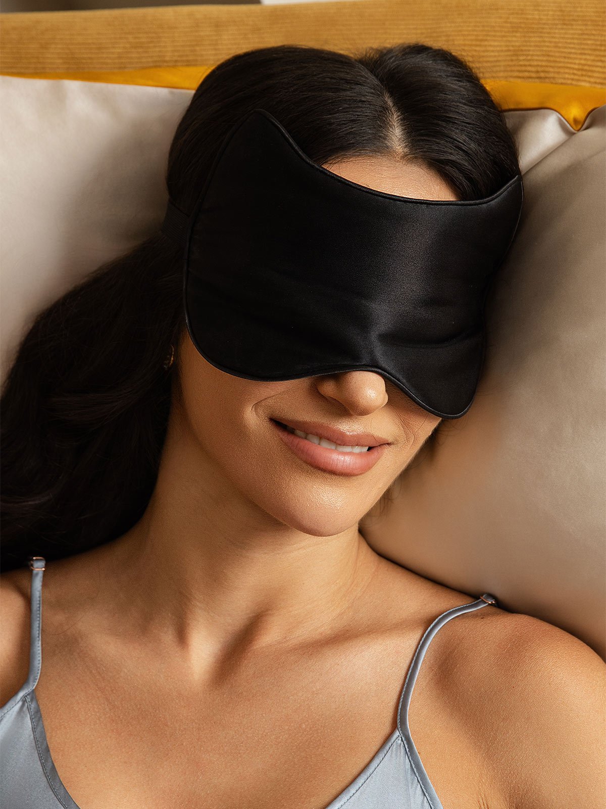 [Schwarz] SilkSilky-DE Reine Seide Eye Mask 001