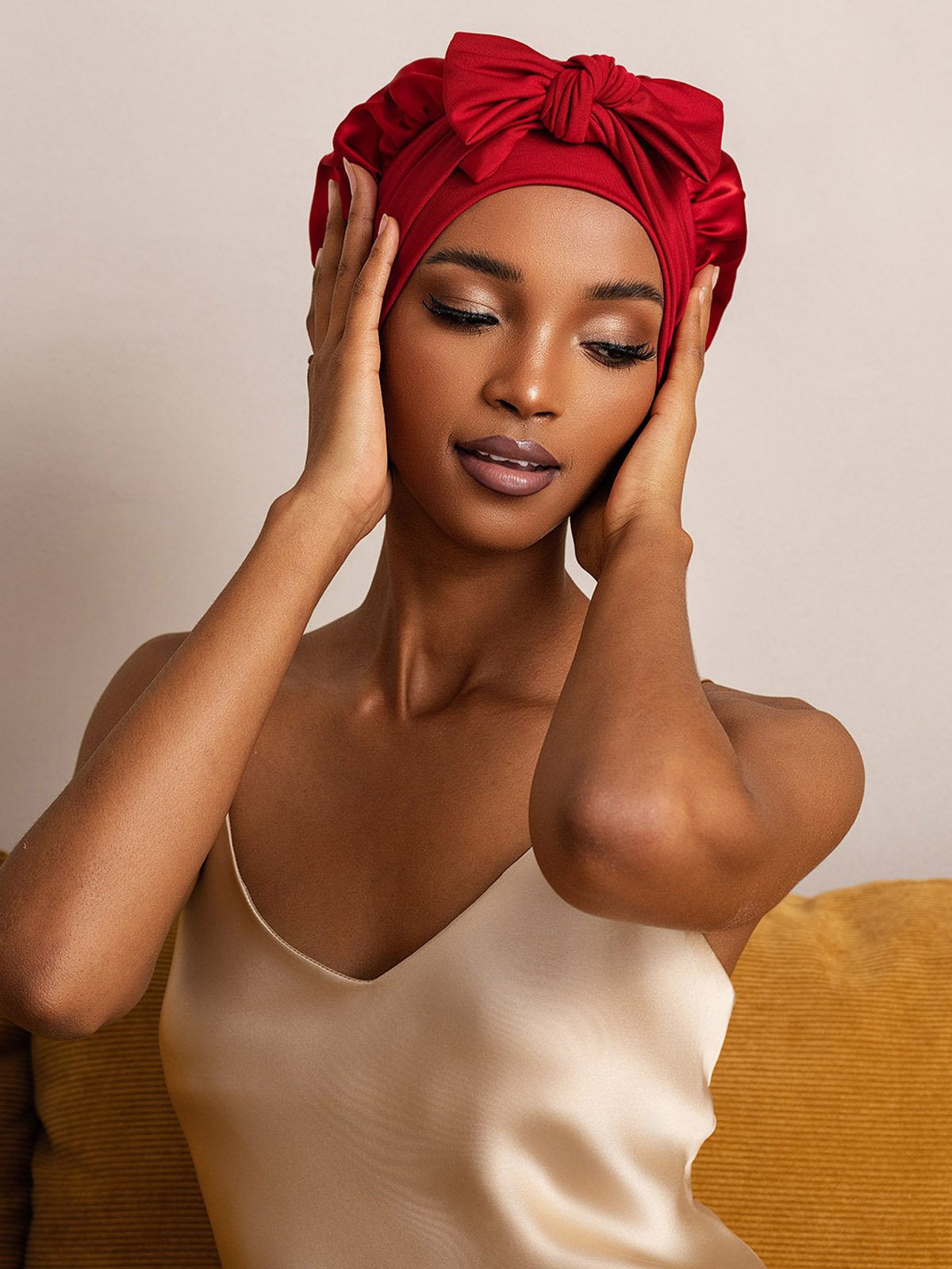 [König Blau] SilkSilky-DE Reine Seide Sleep Cap 006,