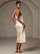[Rosa] SilkSilky-DE Sleeveless V Neck Kleider 002