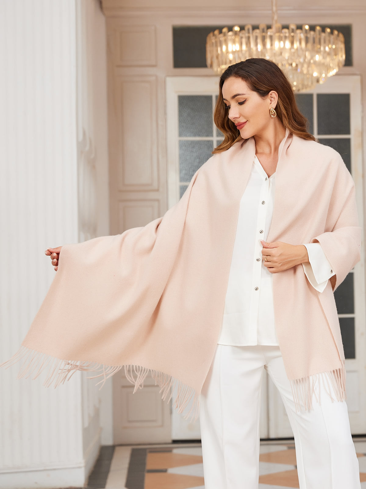 [Beige] SilkSilky-DE Wolle Scarf 001