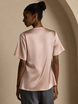[Toskana] SilkSilky-DE Short Sleeve Cowl Neck Damenblusen 002