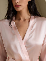 [Hellrosa] SilkSilky-DE 3/4 Sleeve Damen Morgenmantel 004