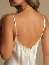 [Weiß] SilkSilky-DE Sleeveless V Neck Nachthemden 005