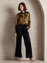 [Schwarz] SilkSilky-DE 19Momme Seide Womens Pants 006