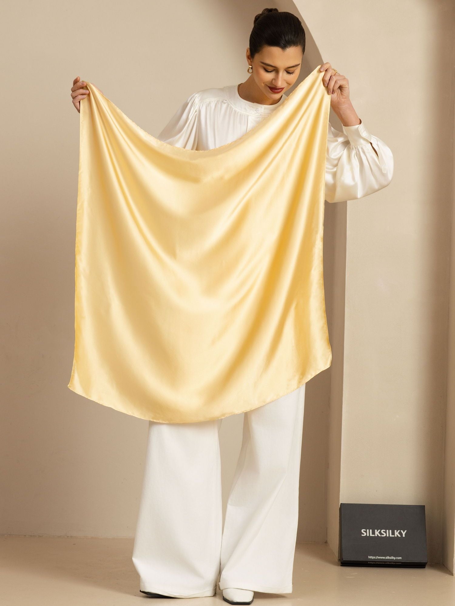 [Champagner] SilkSilky-DE Pure Silk Scarf 001