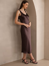 [Kaffee] SilkSilky-DE Sleeveless Kleider 004