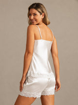 [Weiß] SilkSilky-DE Sleeveless V Neck Camisole-Set 002