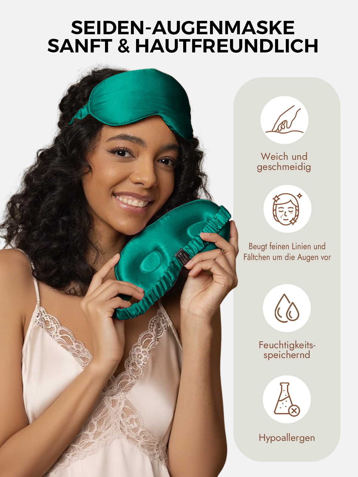 [Dunkelgrün] SilkSilky-DE Reine Seide Eye Mask 003