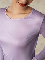 [Violett] SilkSilky-DE Langärmelig Rundhalsausschnitt Damen Lange Unterwäsche 005