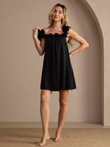 [Schwarz] SilkSilky-DE Sleeveless Square Neck Nachthemden 003