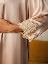 [Rosa] SilkSilky-DE 3/4 Sleeve V Neck Nachthemd&Morgenmantel Set 005