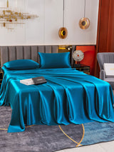 [König Blau] SilkSilky-DE 19Momme Bettwäsche Sets 001
