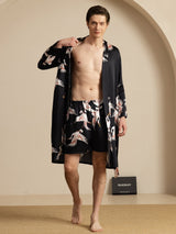 [Schwarz] SilkSilky-DE 19Momme Long Sleeve Mens Pajamas 003