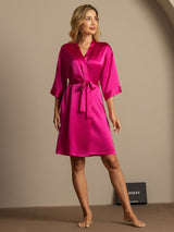 [Rosarot] SilkSilky-DE 3/4 Sleeve Damen Morgenmantel 006