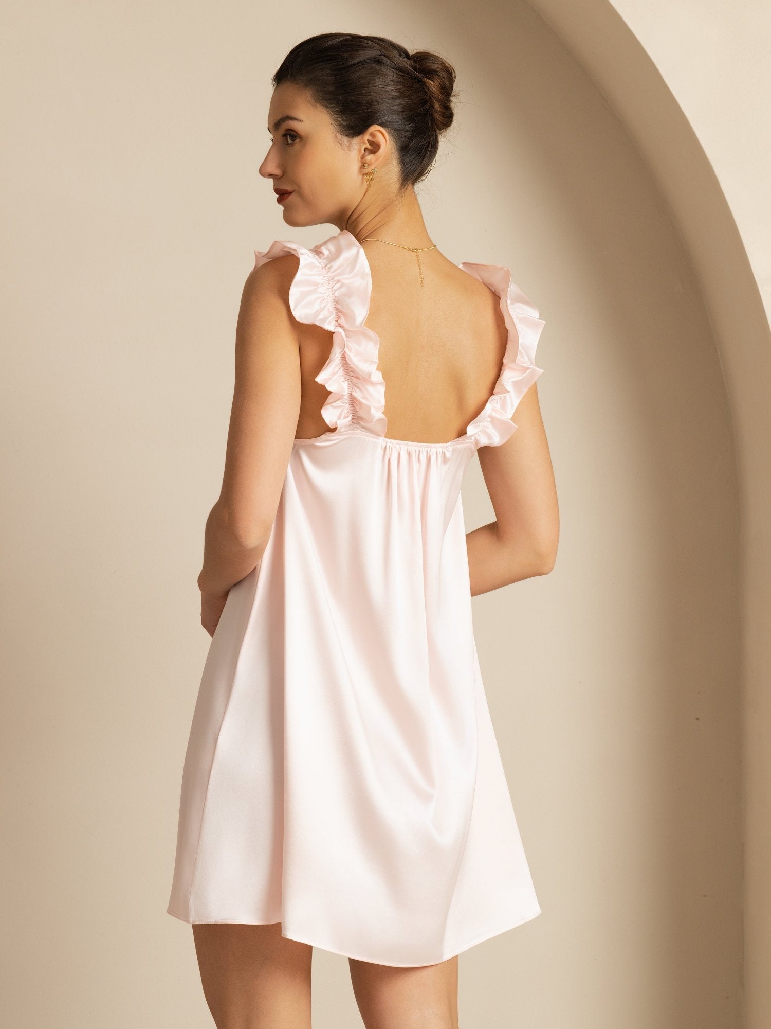 [Rosa] SilkSilky-DE Sleeveless Square Neck Nachthemden 002