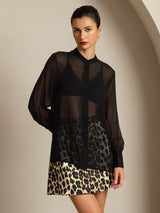 [Schwarz] SilkSilky-DE Reine Seide Womens Shirt 007