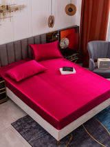 [Rotwein] SilkSilky-DE 19Momme Bettwäsche Sets 005