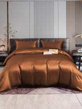 [Kaffee] SilkSilky-DE 22Momme Reine Seide Bedding Set 001,