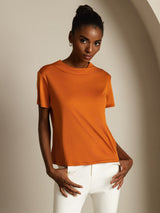 [Orange] SilkSilky-DE Short Sleeve T-Shirt 004